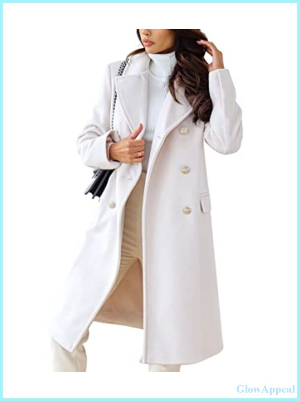 Women's Double Breasted Wool Pea Coat Long Sleeve Work Overcoat